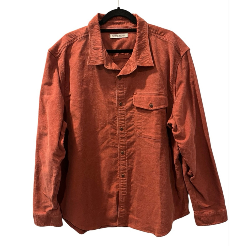 Outerknown Burnt Orange Long Sleeve Button Down Shirt Size XXL Organic Cotton